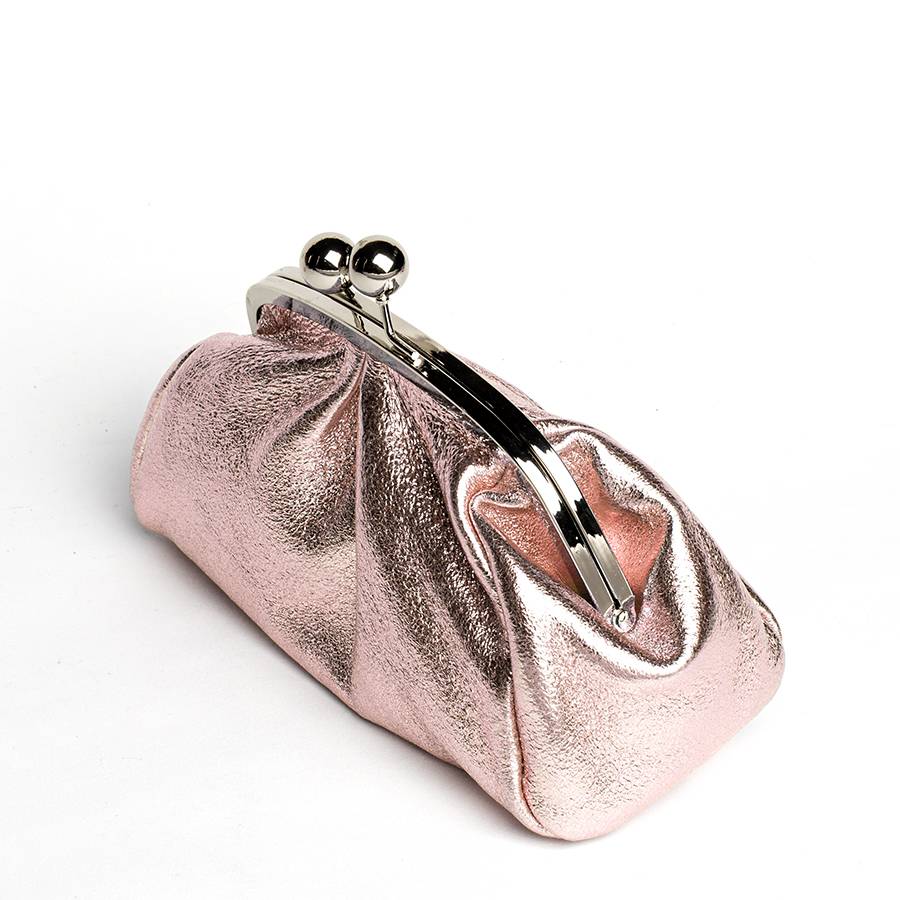 Laura Di Maggio CLUTCH – borsetta in pelle laminata cipria Italia
