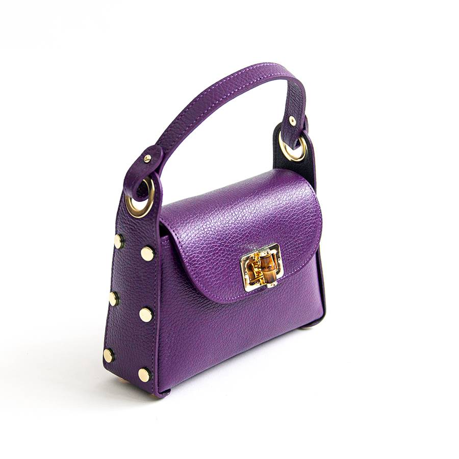 Laura Di Maggio BAMBU’ – borsetta con borchie in pelle viola Soddisfazione Garantita
