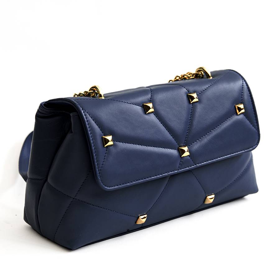 Laura Di Maggio MUSA – borsa in pelle nappa trapuntata con borchie notte Qualità