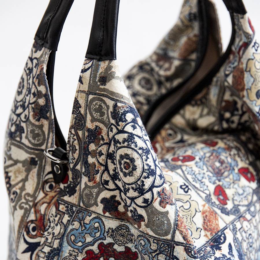 Laura Di Maggio ELSA MAXI – Maxi sacca in pelle e tessuto multicolore Spedizione Gratuita
