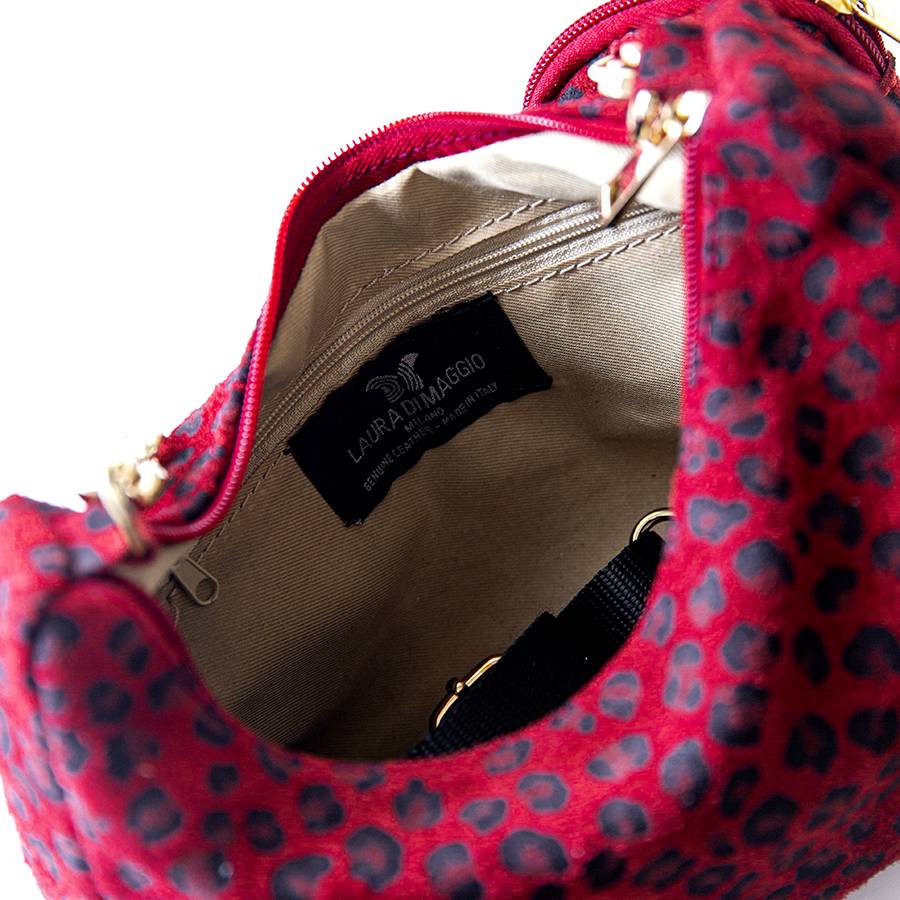 Laura Di Maggio AVANA – bag in camoscio con stampa animalier rossa Sconto