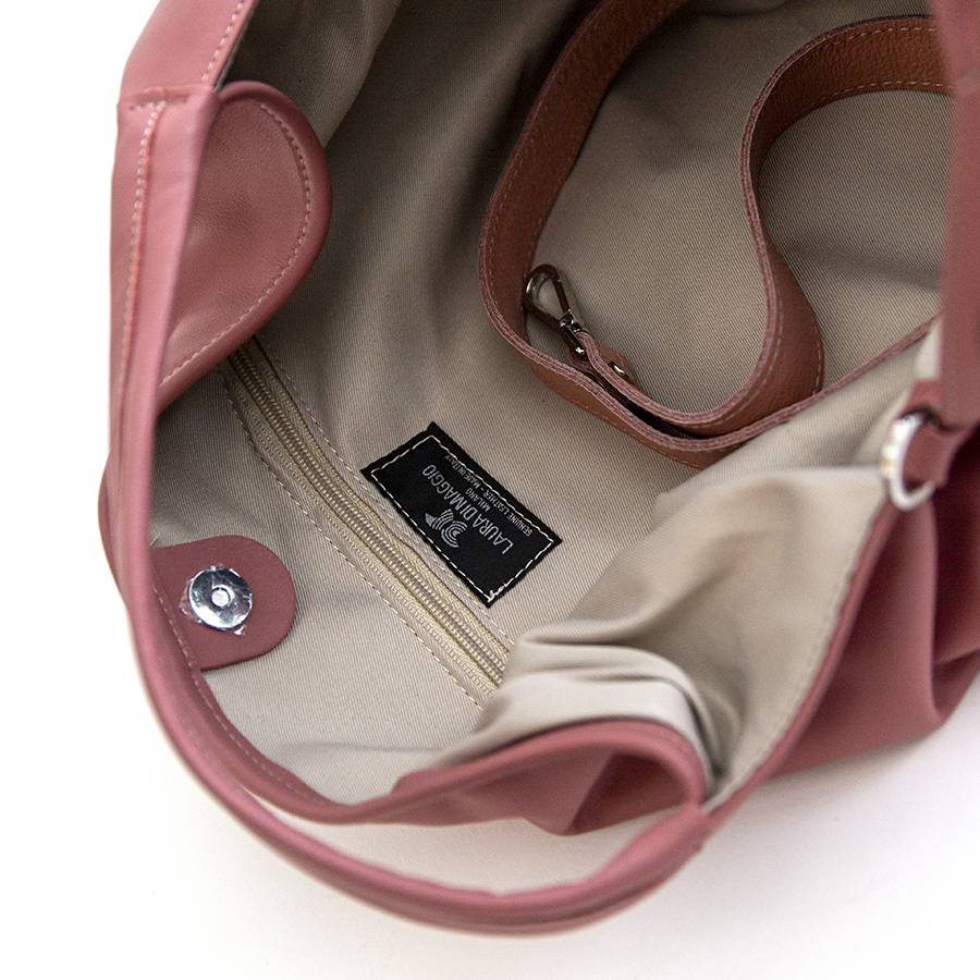 Laura Di Maggio ELSA – Sacca maxi in pelle nappa rosa malva In Vendita