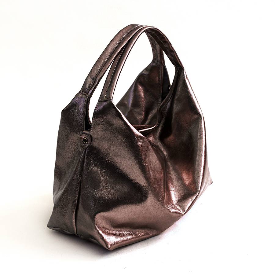 Laura Di Maggio ELSA M – Sacca in pelle laminata ebano Hotsell
