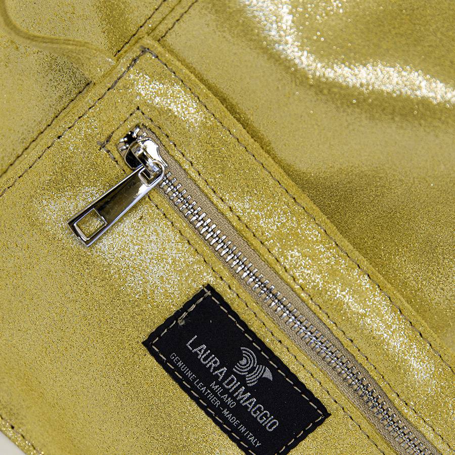 Laura Di Maggio GLIETTER – sacca in pelle glitter gialla Vendita Economica