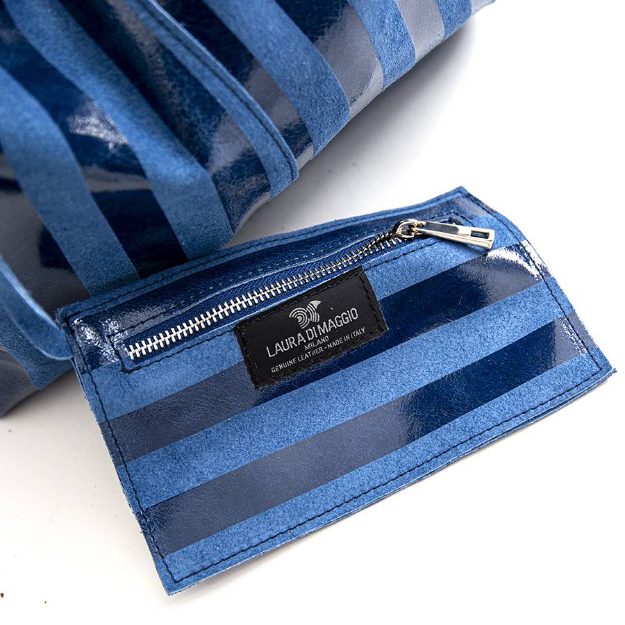 Laura Di Maggio LE SAC – sacca in pelle a righe blu In Saldo