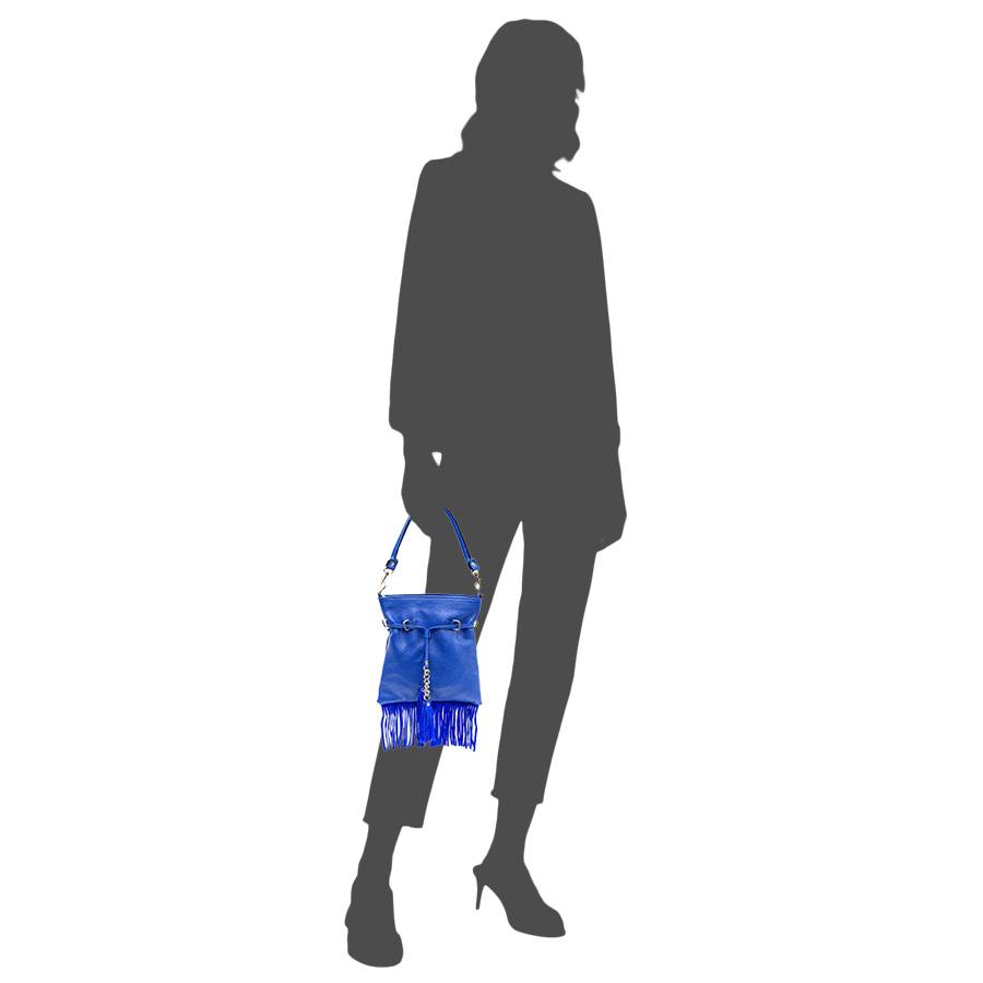 Laura Di Maggio LIMA – borsa sottile in pelle dollaro con frange blu Fino Al -60%