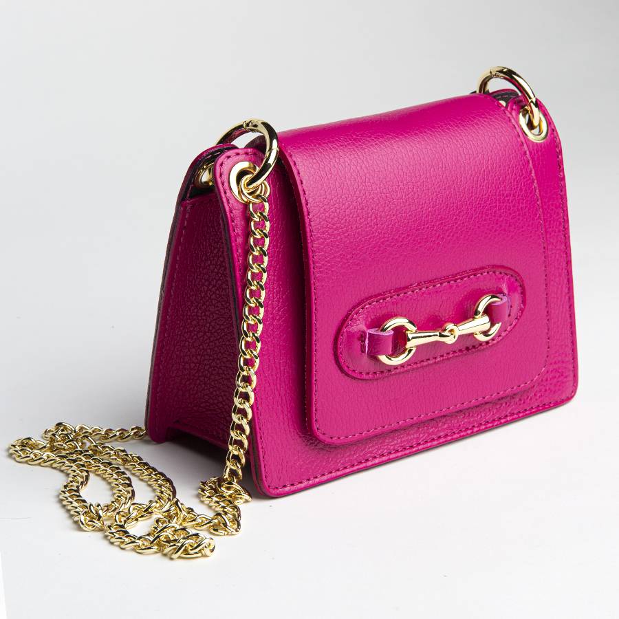 Laura Di Maggio FIONA – postina in pelle con morsetto fucsia Moda