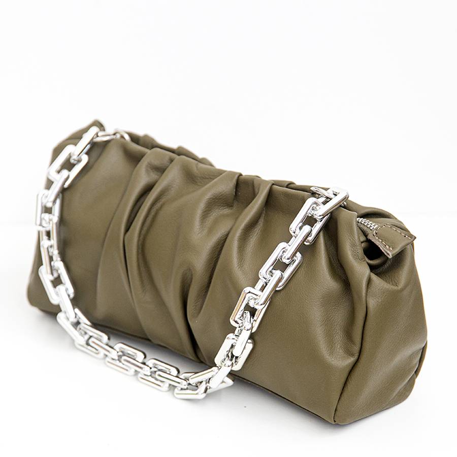 Laura Di Maggio MUFFIN – Borsa in pelle nappa verde oliva Italia