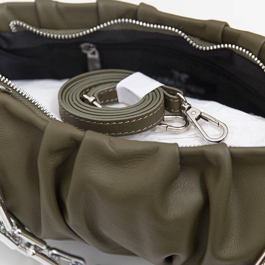 Laura Di Maggio MUFFIN – Borsa in pelle nappa verde oliva Italia