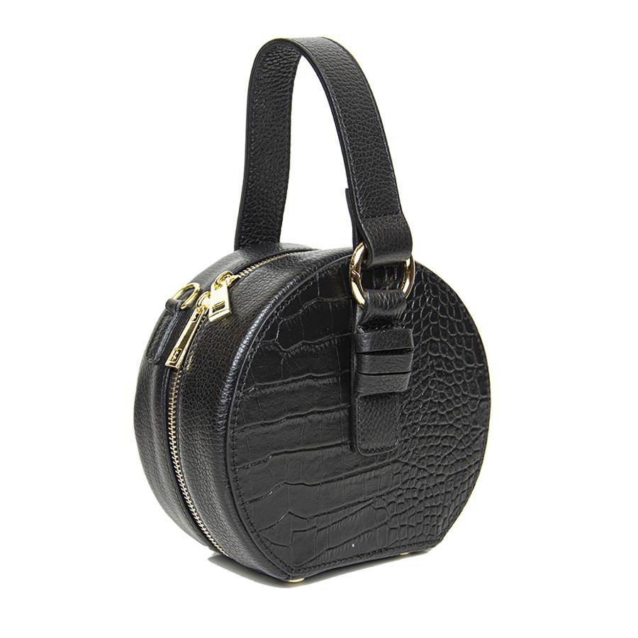 Laura Di Maggio LADY – Borsa circolare in pelle stampa cocco nera In Linea