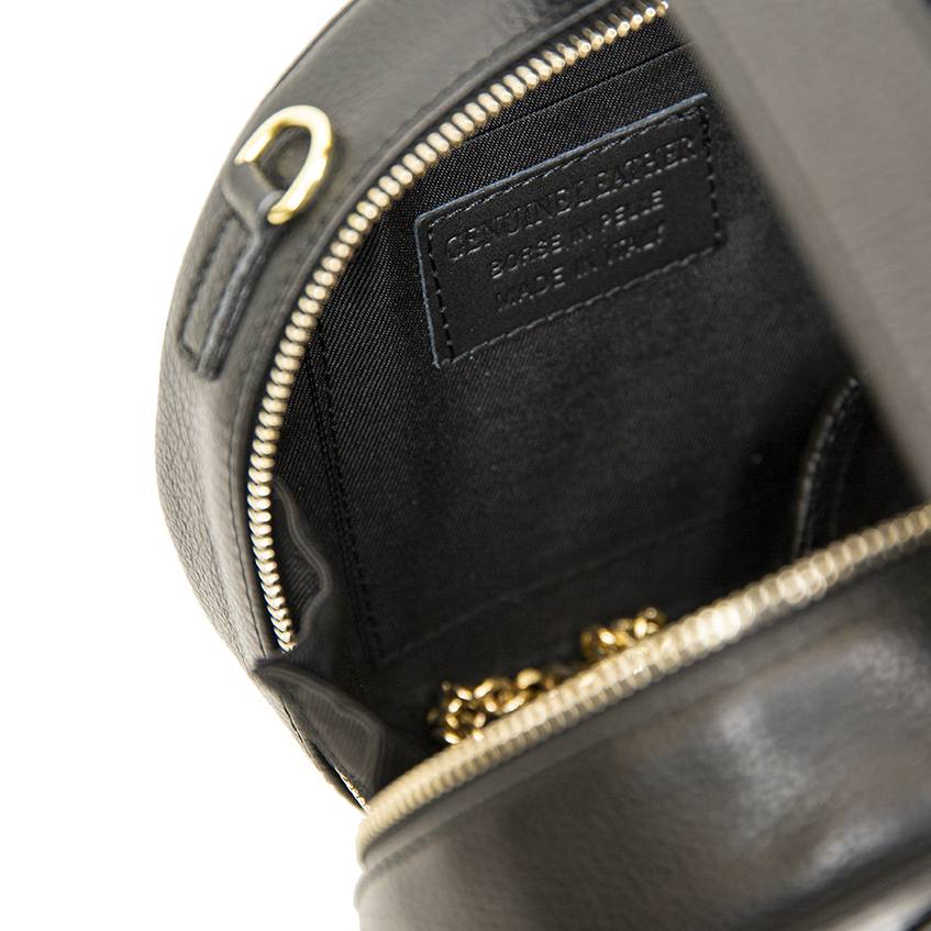 Laura Di Maggio LADY – Borsa circolare in pelle stampa cocco nera In Linea