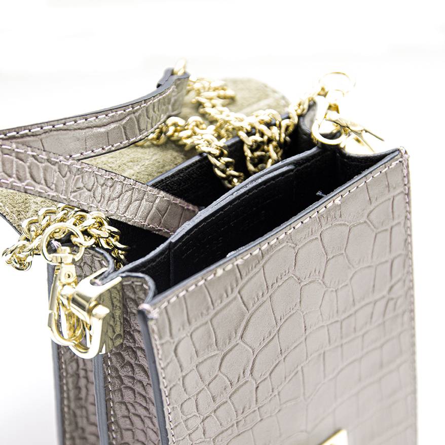 Laura Di Maggio SOIRÉE – Borsa da Sera in Pelle Stampa Cocco – Taupe Vendita