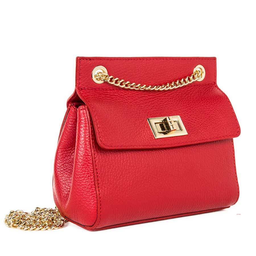 Laura Di Maggio GRETA – mini bag in pelle rossa con manici a catena Promozione Limitata