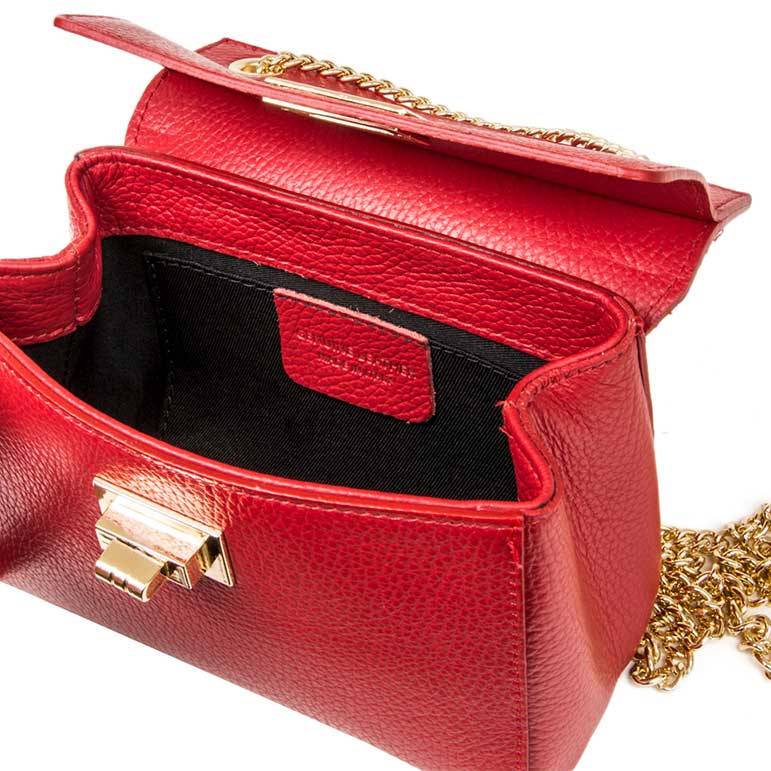 Laura Di Maggio GRETA – mini bag in pelle rossa con manici a catena Promozione Limitata