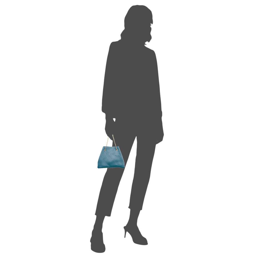 Laura Di Maggio CAMILLE – mini bag in pelle avio con catena oro Sottocosto