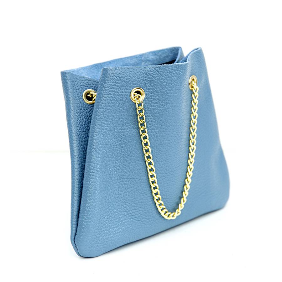 Laura Di Maggio CAMILLE – mini bag in pelle avio con catena oro Sottocosto