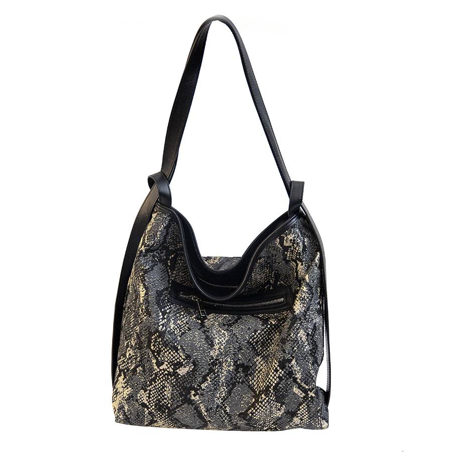 Laura Di Maggio VENICE – Zaino/borsa in pelle e tessuto pitonato Saldi