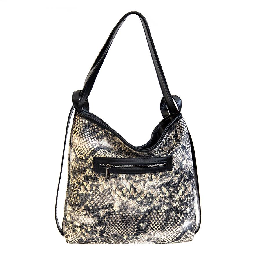 Laura Di Maggio VENICE – Zaino/borsa in pelle e tessuto roccia Vendita Calda
