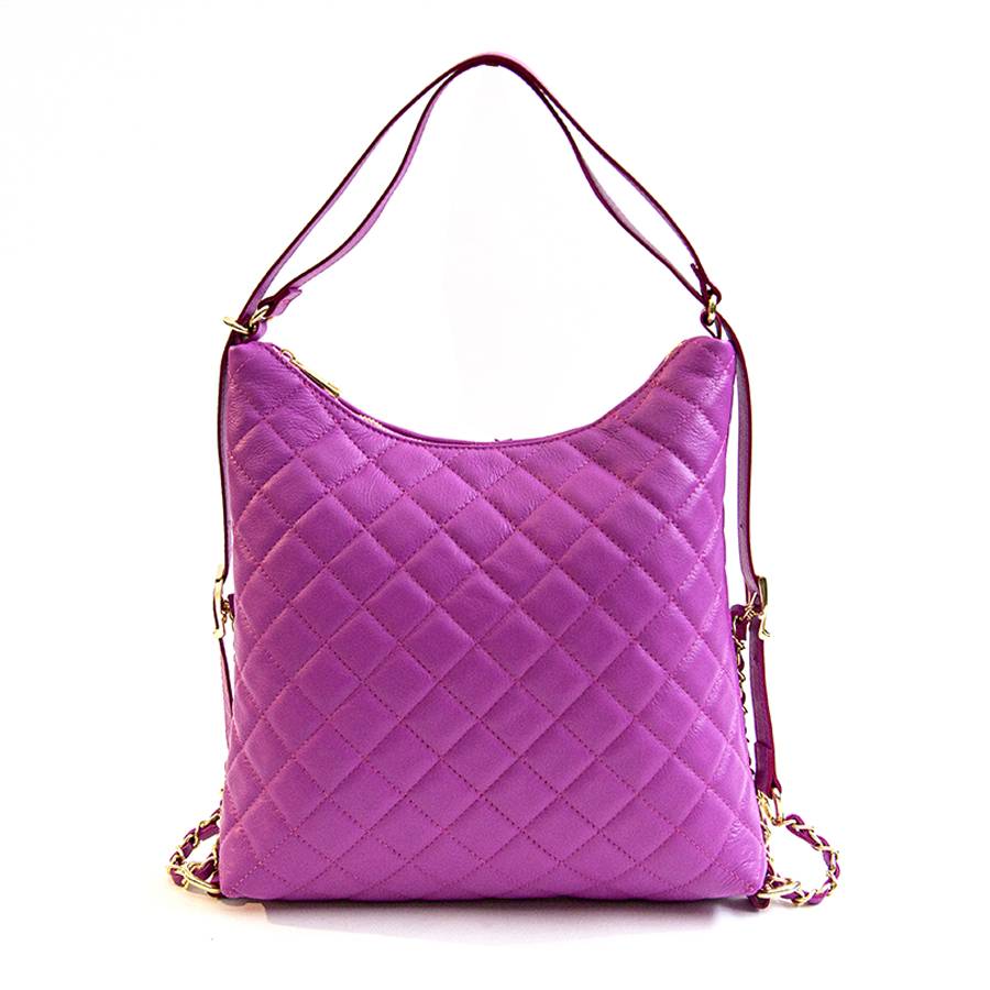 Laura Di Maggio ISABEL – Zaino/borsa in nappa trapuntata fuxia Saldi Di Fabbrica
