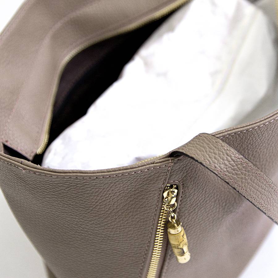 Laura Di Maggio BAMBU’ SHOPPER – Borsa in pelle taupe Fino Al -60%