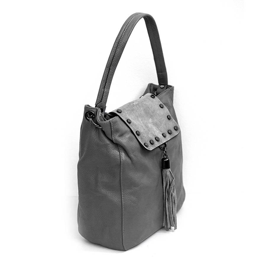 Laura Di Maggio ISIDORA – Borsa in pelle dollaro + camoscio antracite Hotsell