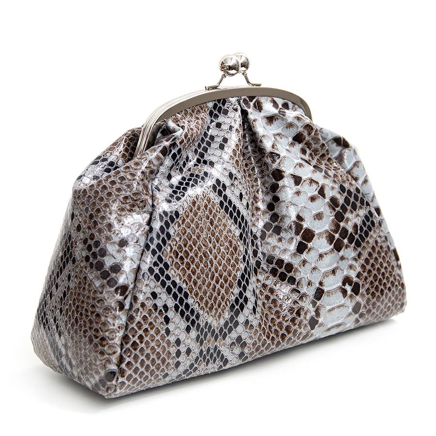 Laura Di Maggio CLUTCH – borsello in pelle stampa pitone azzurro Saldi Di Fabbrica