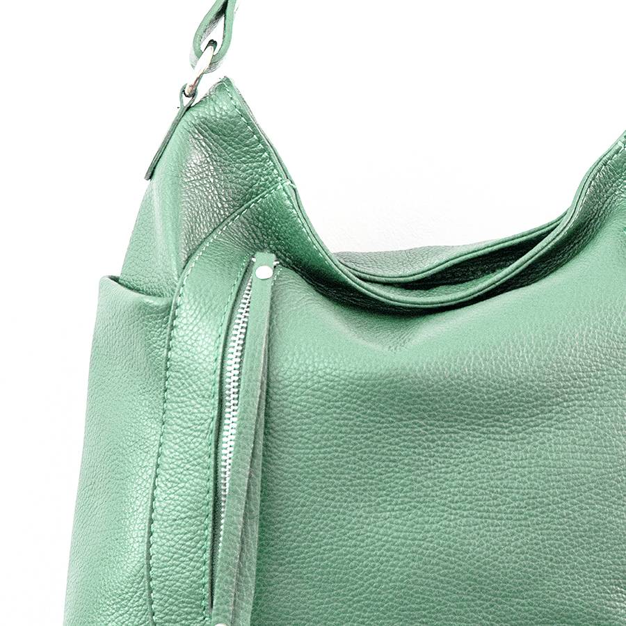 Laura Di Maggio ZIPPY – sacca in pelle con zip menta Promozione