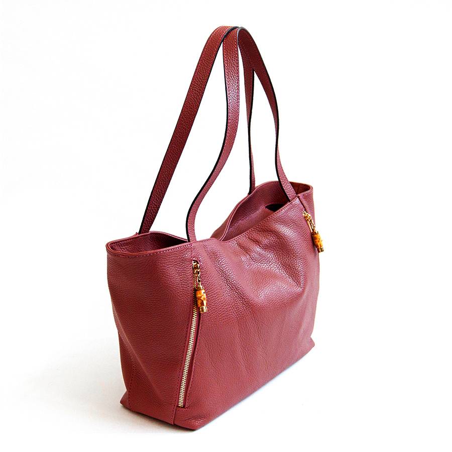 Laura Di Maggio BAMBU’ SHOPPER – Borsa in pelle rossa Shopping Online