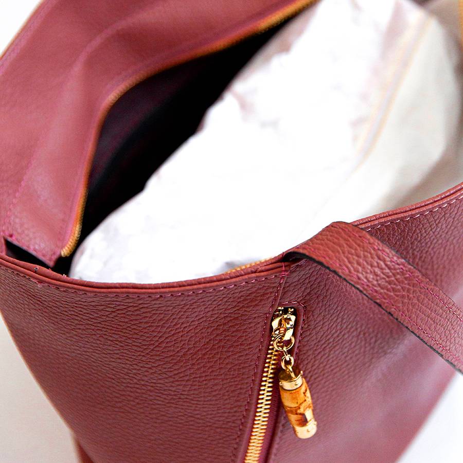 Laura Di Maggio BAMBU’ SHOPPER – Borsa in pelle rossa Shopping Online