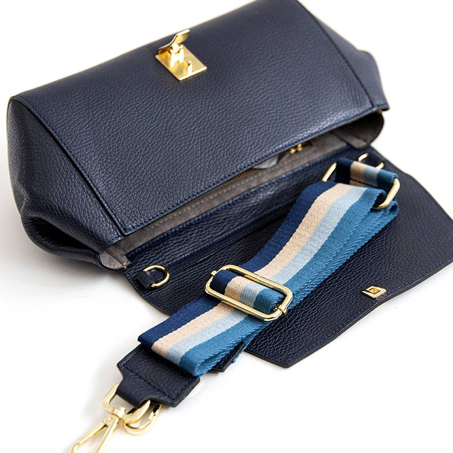 Laura Di Maggio CRETA – baguette con tracolla nastro blu notte Vendita