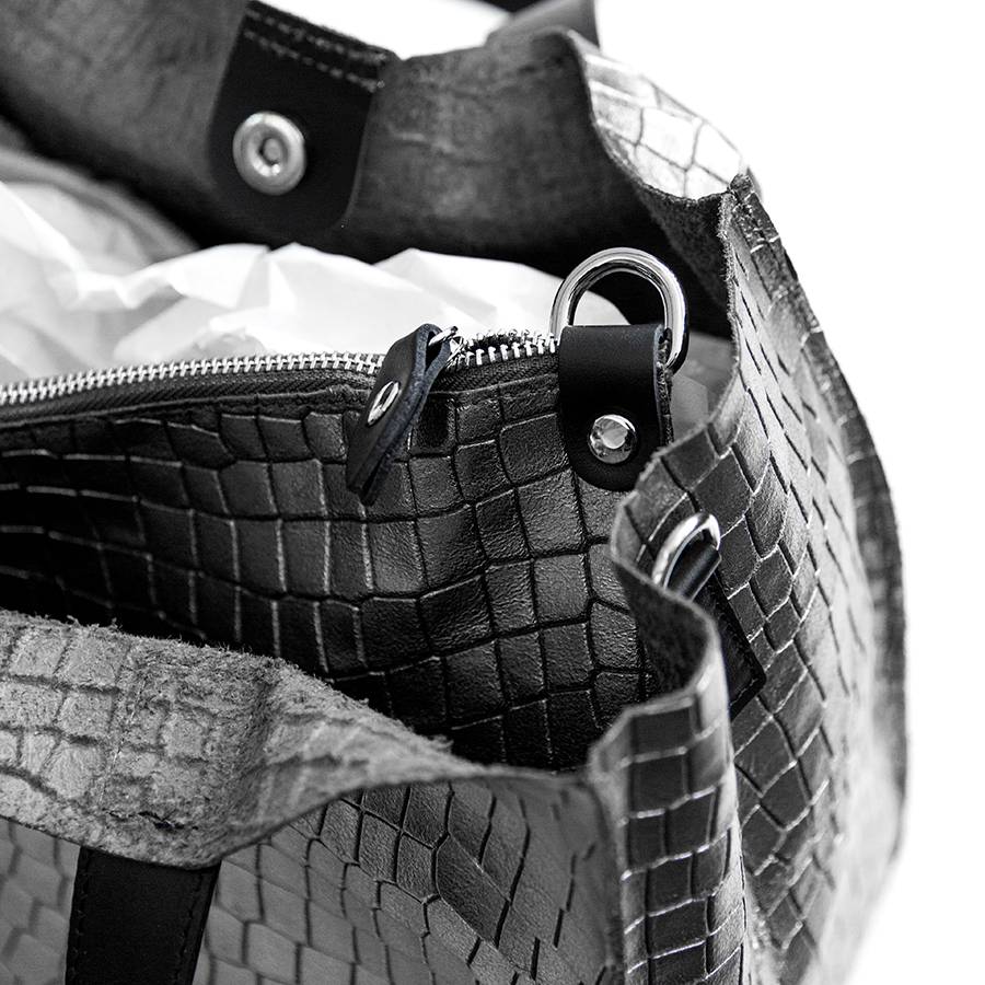 Laura Di Maggio DIAMANTE – shopping in pelle stampa cocco laminata canna fucile Shopping Online