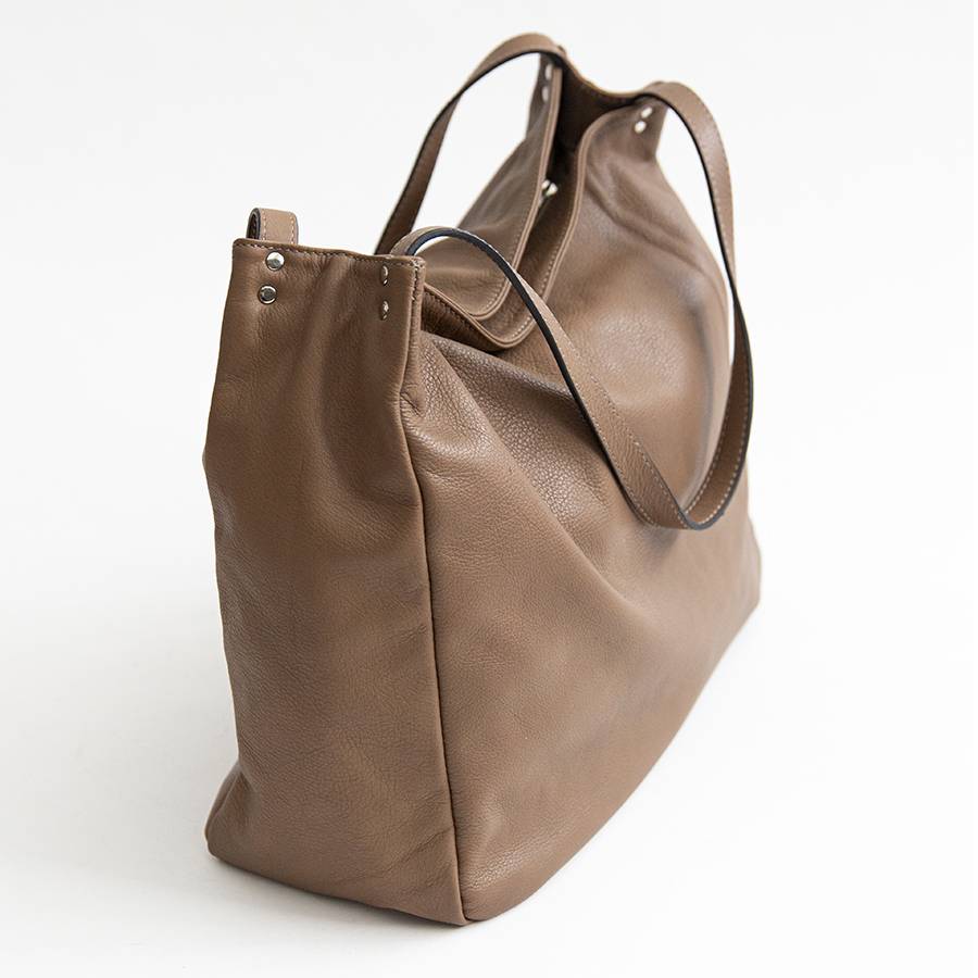 Laura Di Maggio AMBROSIA – shopping in pelle nappa taupe Enormi sconti