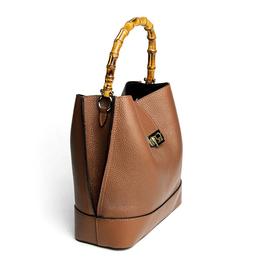 Laura Di Maggio SOHO – secchiello in pelle cuoio con manici in bamboo 50% di sconto con spedizione gratuita