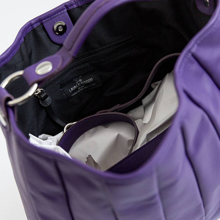 Laura Di Maggio TESSA SMALL – Sacca in pelle nappa trapuntata viola Qualità Garantita