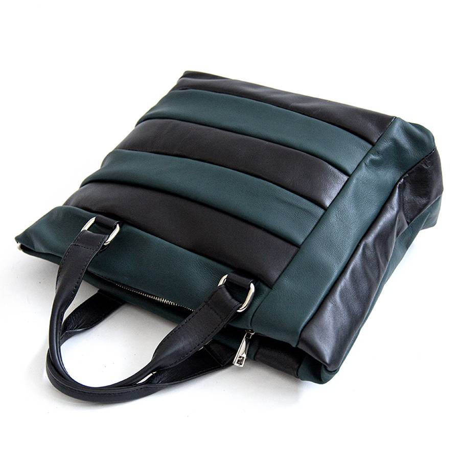 Laura Di Maggio TESSA TOTE – borsa in pelle nappa trapuntata petrolio Fino Al -60%