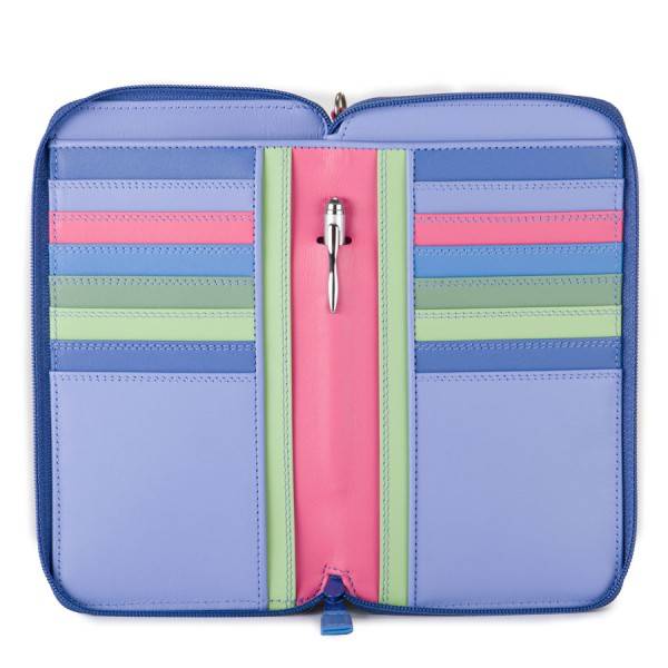Mywalit Portafoglio multifunzione con zip su tre lati e tracolla Viola Consegna Veloce