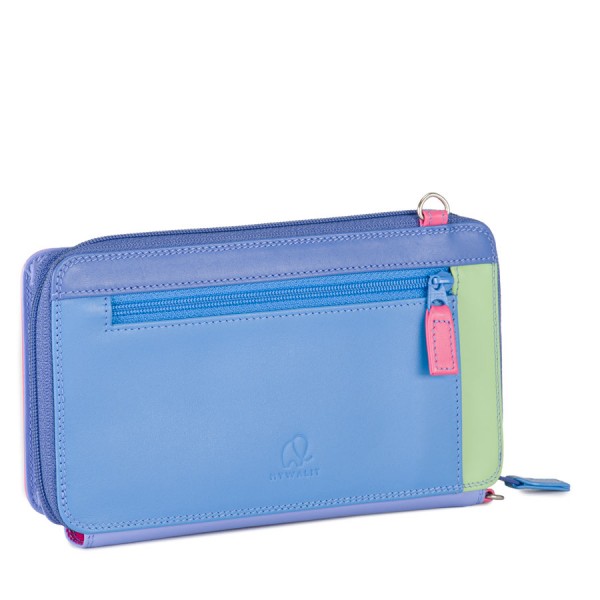 Mywalit Portafoglio multifunzione con zip su tre lati e tracolla Viola Consegna Veloce