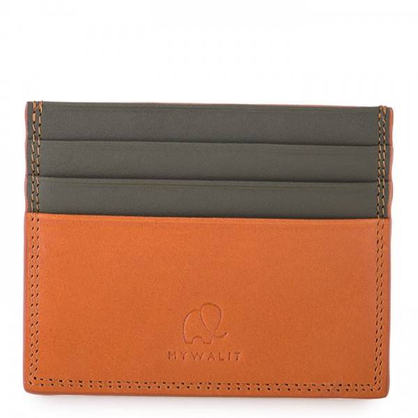 Mywalit Porta carte di credito doppio con tecnologia RFID Marrone-Oliva