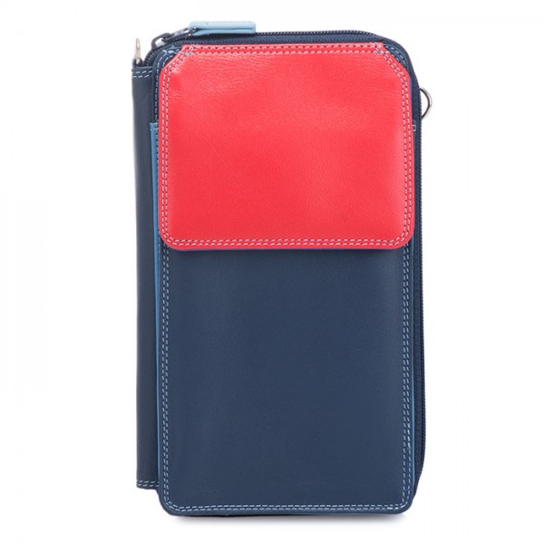 Mywalit Portafoglio multifunzione con zip su tre lati e tracolla Royal