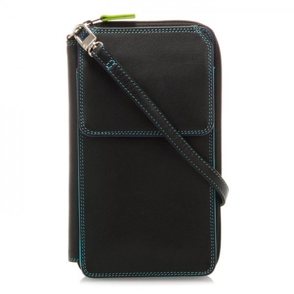 Mywalit Portafoglio multifunzione con zip su tre lati e tracolla Black Pace Spedizione Gratuita