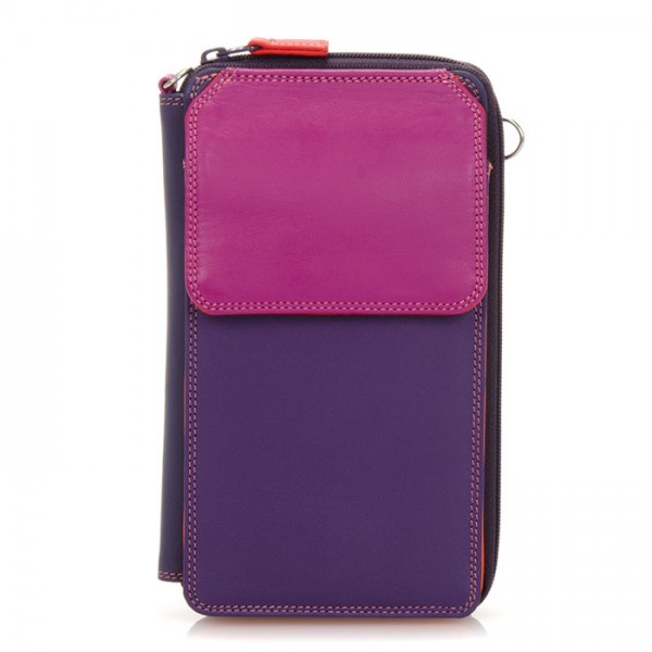 Mywalit Portafoglio multifunzione con zip su tre lati e tracolla Sangria Multi