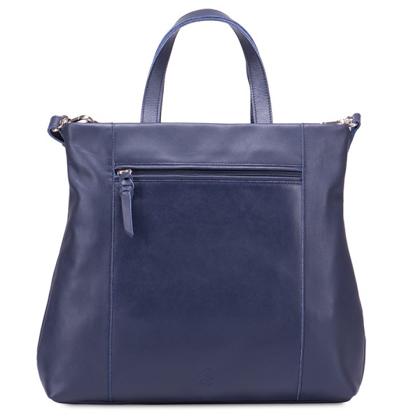 Mywalit Borsa Shopper Laguna in pelle e camoscio Blu Esporta salva