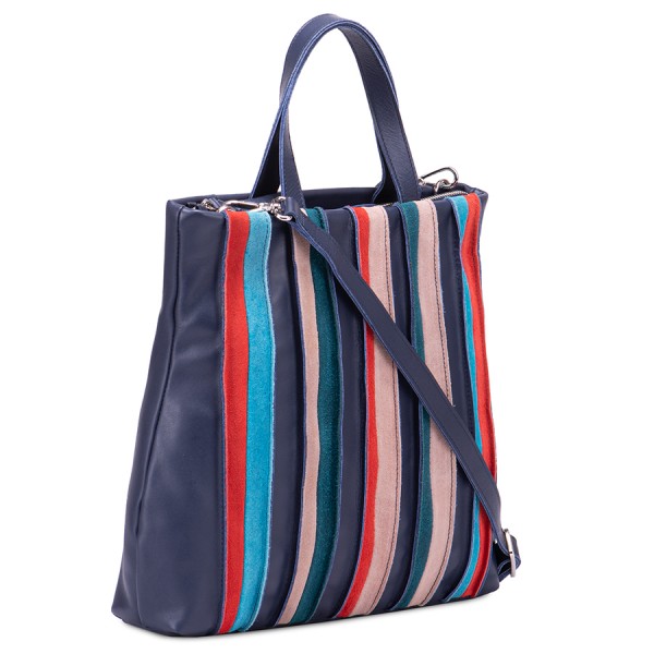 Mywalit Borsa Shopper Laguna in pelle e camoscio Blu Esporta salva