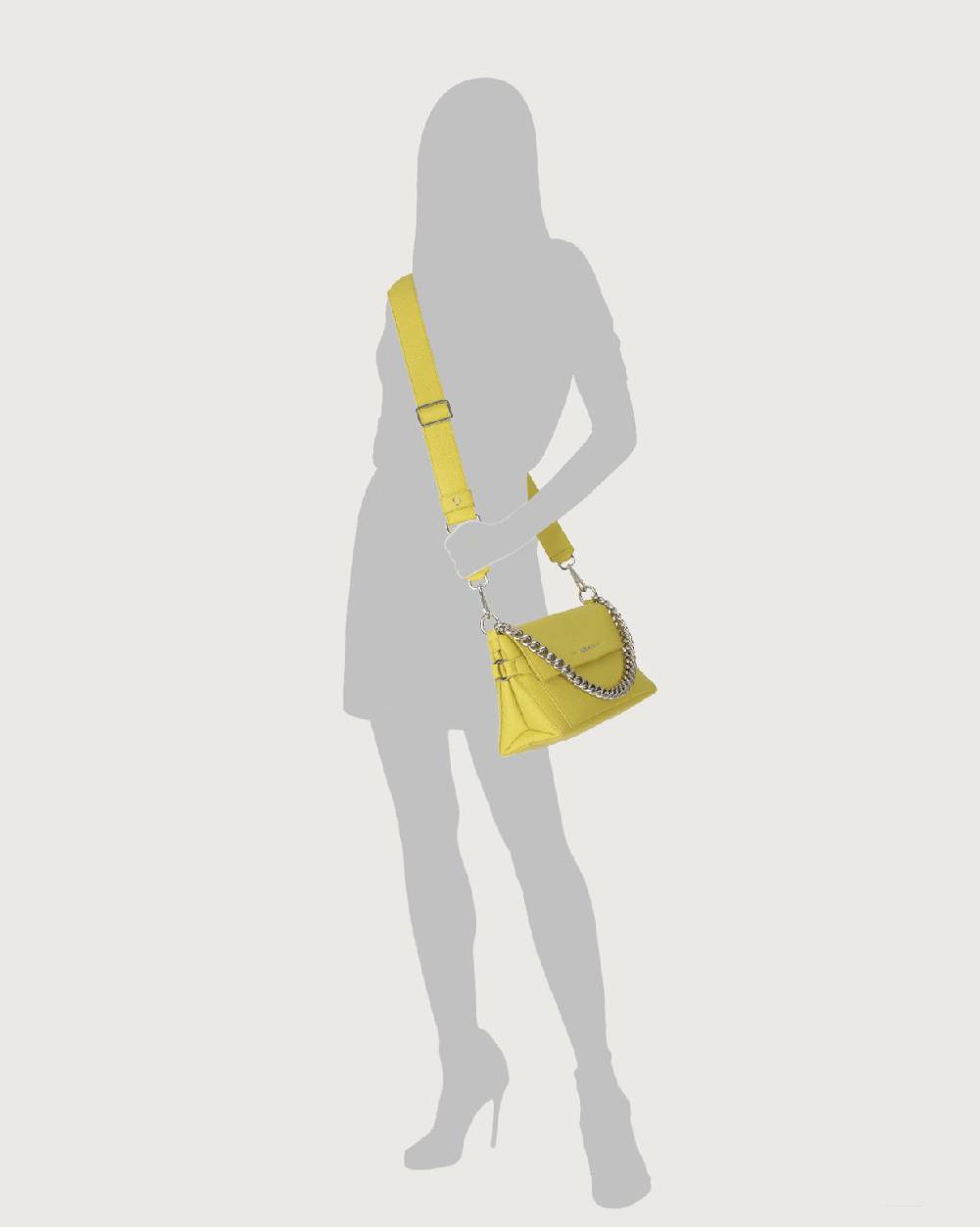 Orciani Borsa a spalla Missy Longuette Soft in pelle con catena e tracolla Nuova