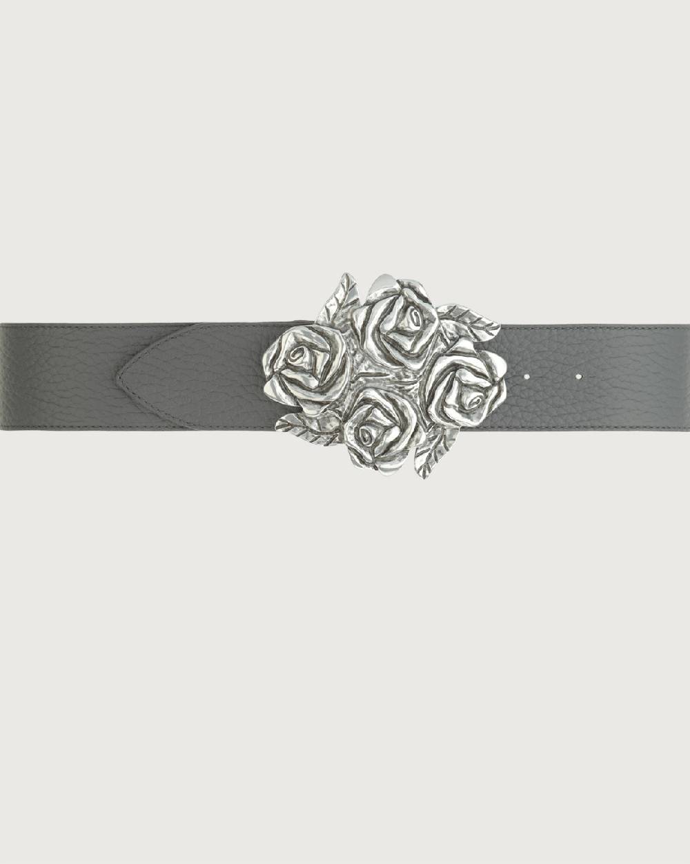 Orciani Cintura Soft in pelle con fibbia motivo rose 5 cm Qualità Garantita