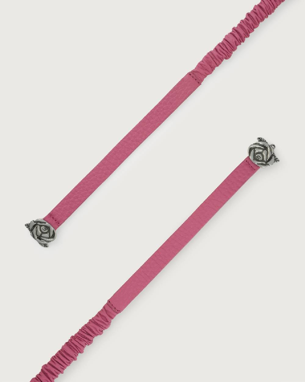Orciani Cintura Soft in pelle elasticizzata con fibba ad incastro motivo rose 1,5 cm Fino Al -60%