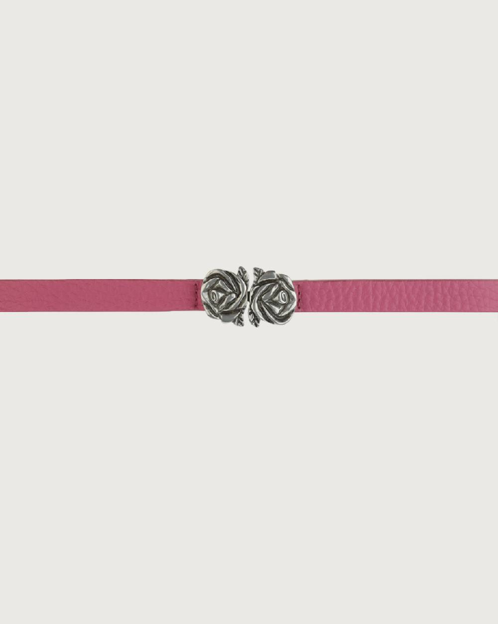 Orciani Cintura Soft in pelle elasticizzata con fibba ad incastro motivo rose 1,5 cm Fino Al -60%