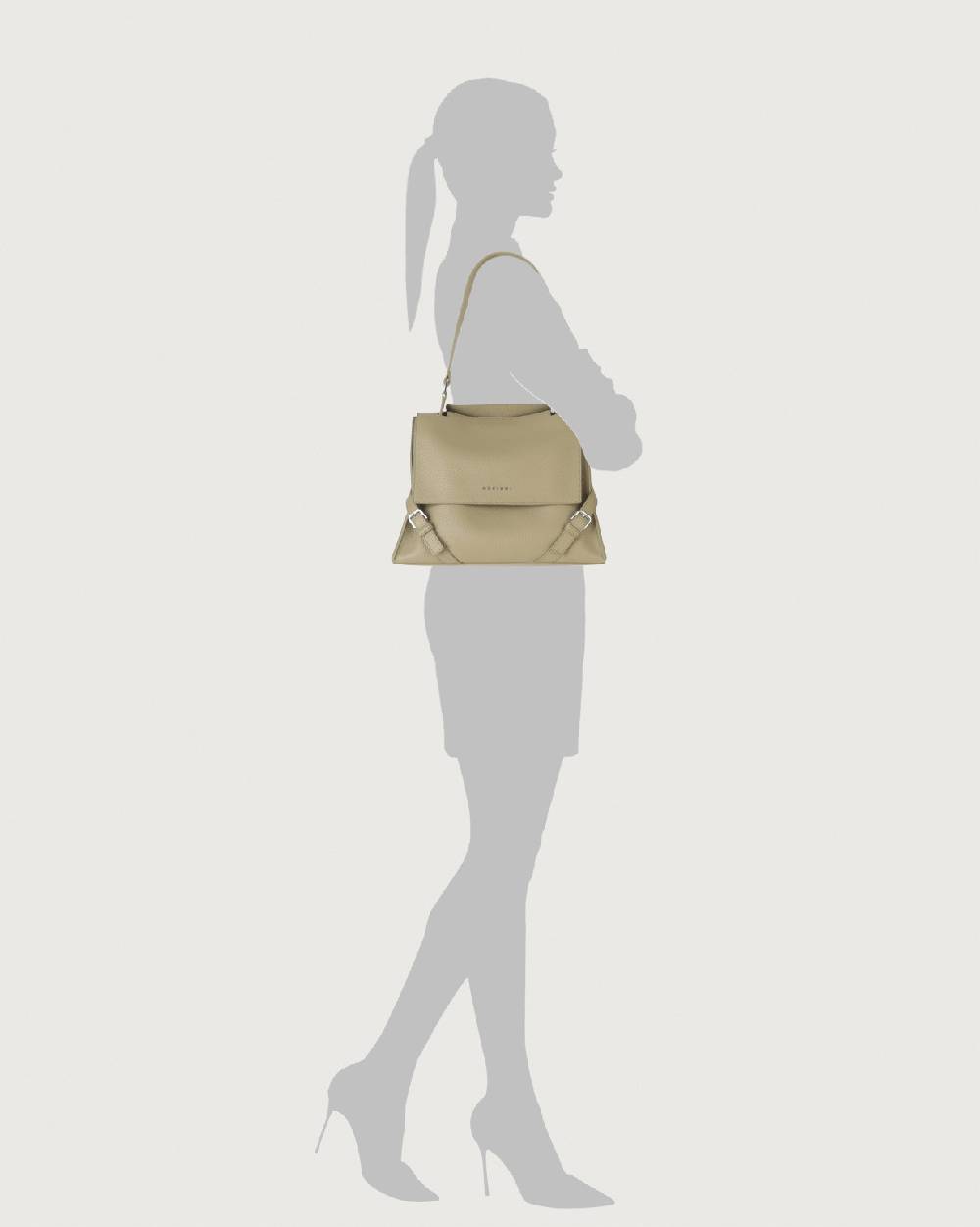 Orciani Borsa Sveva Sense Media a spalla in pelle con tracolla In Linea