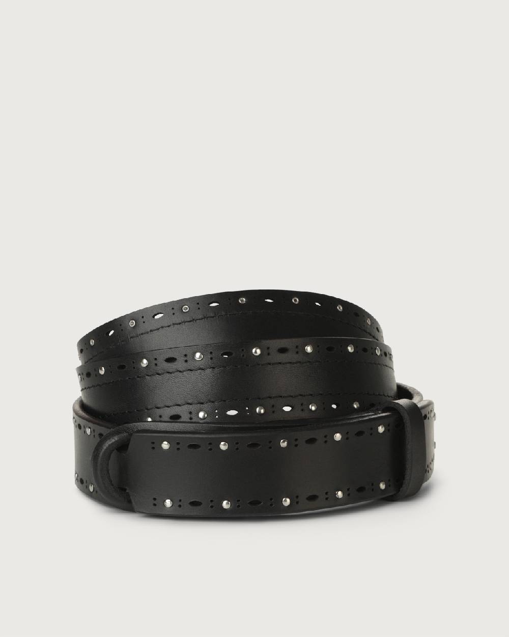 Orciani Cintura Nobuckle Bull Soft in cuoio con micro-borchie