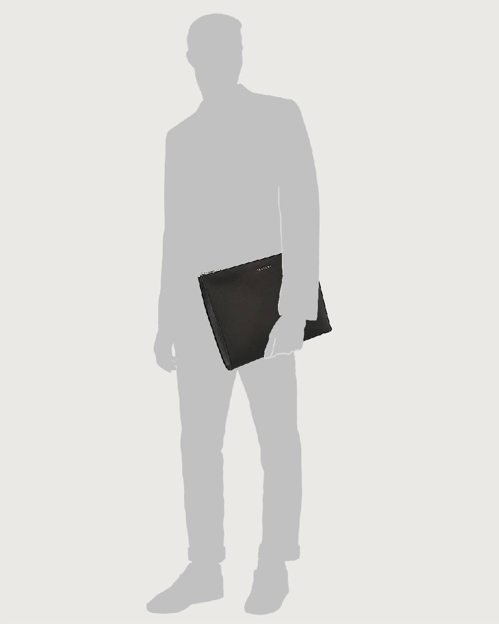 Orciani Pochette slim Timeless in pelle palmellata In Vendita